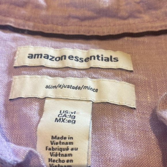 Amazon Essentials Linen Men's Slim Fit
Short-Sleeve Shirt Lilac Pink Sz XL - Picture 2 of 6